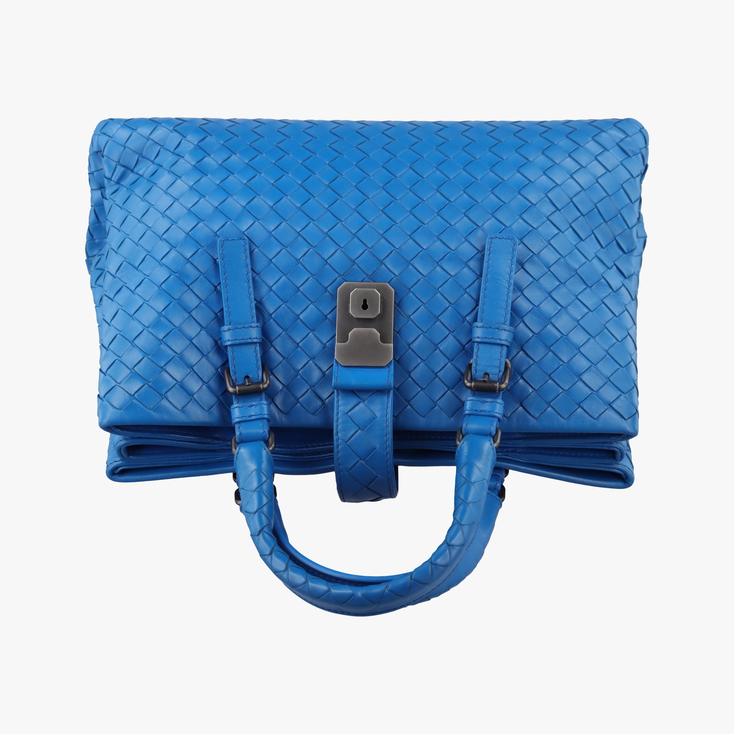 Pre-owned Bottega Veneta Roma Intrecciato Blue lambskin  shoulderbag | stylenewstar