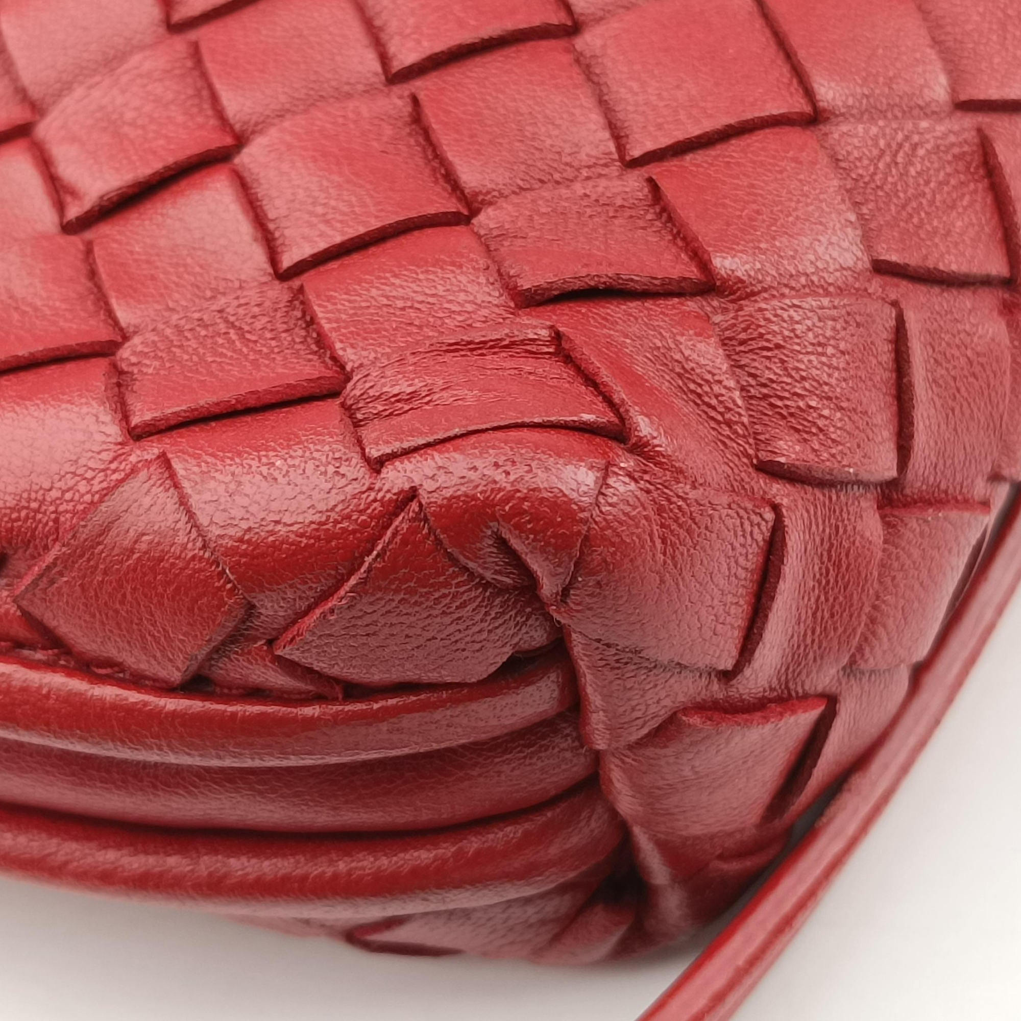 Pre-owned Bottega Veneta NODINI Intrecciato Red lambskin  shoulderbag | stylenewstar