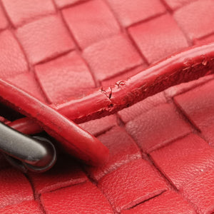 Pre-owned Bottega Veneta NODINI Intrecciato Red lambskin  shoulderbag | stylenewstar
