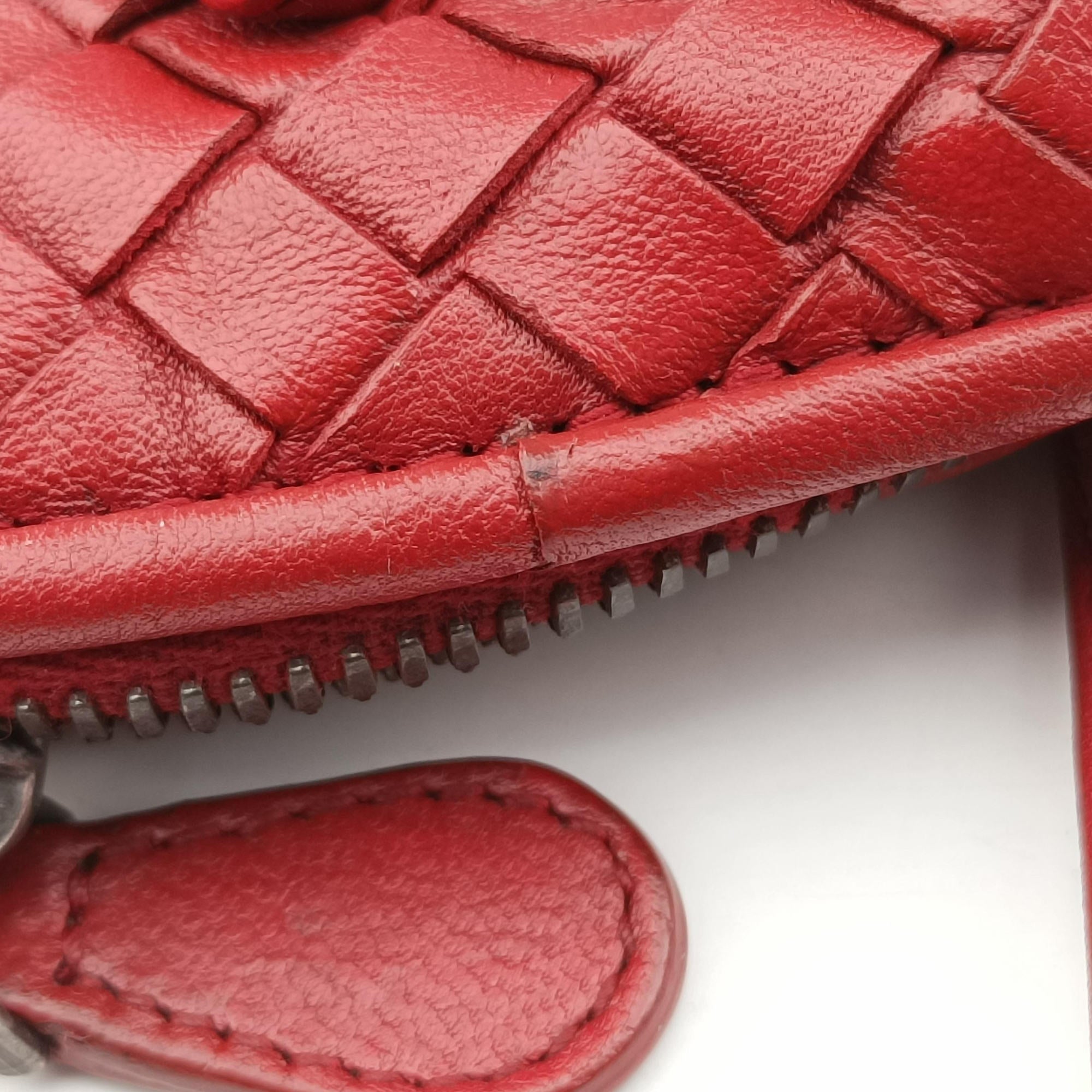 Pre-owned Bottega Veneta NODINI Intrecciato Red lambskin  shoulderbag | stylenewstar