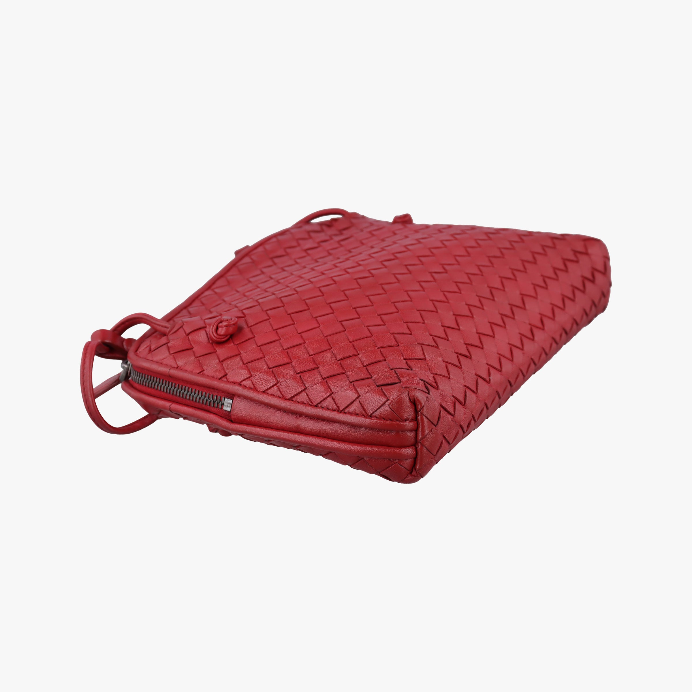 Pre-owned Bottega Veneta NODINI Intrecciato Red lambskin  shoulderbag | stylenewstar