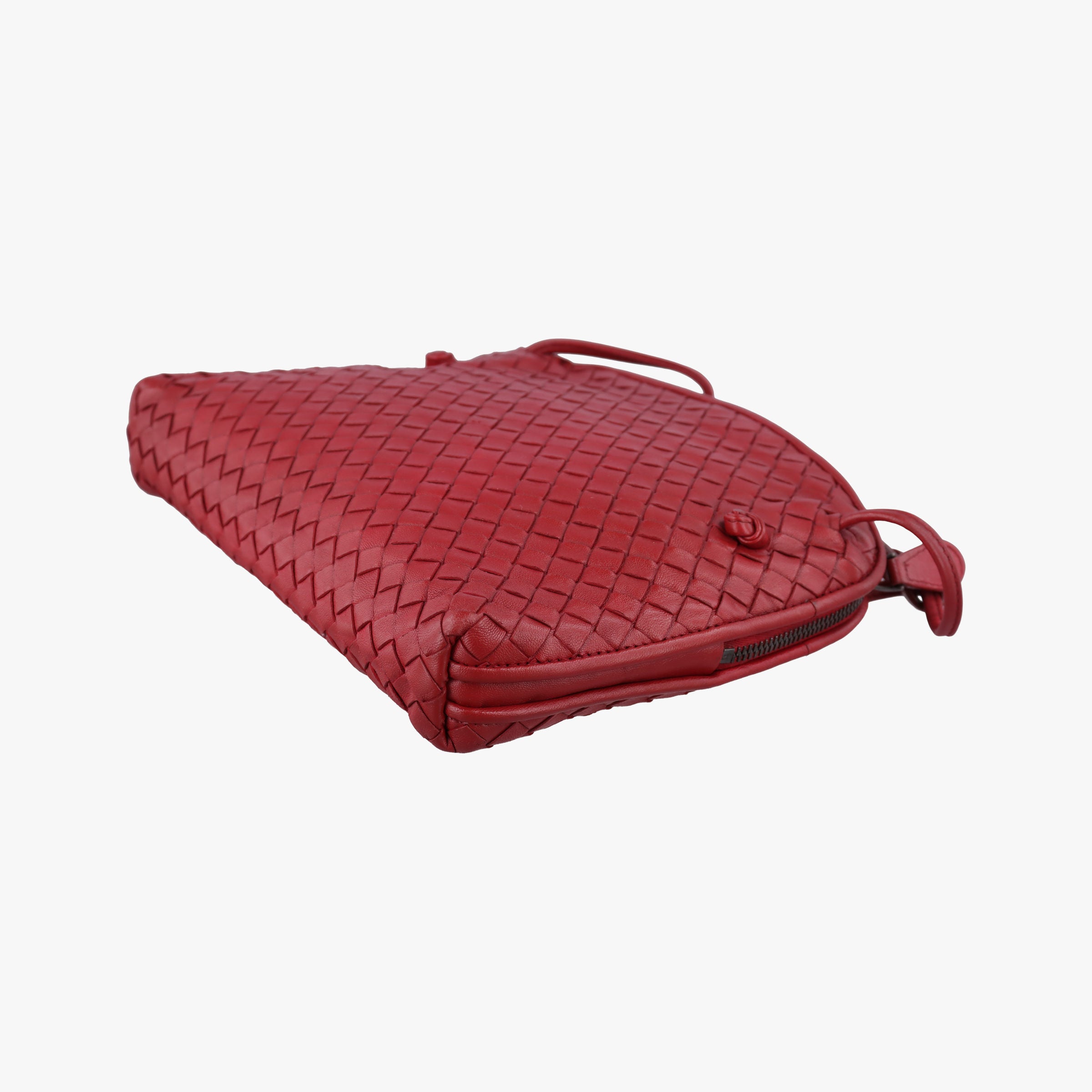 Pre-owned Bottega Veneta NODINI Intrecciato Red lambskin  shoulderbag | stylenewstar