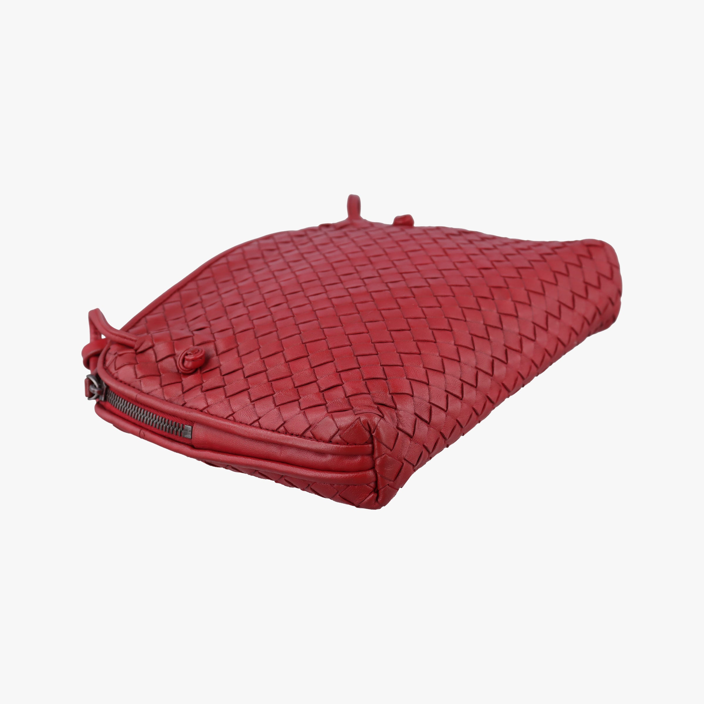 Pre-owned Bottega Veneta NODINI Intrecciato Red lambskin  shoulderbag | stylenewstar