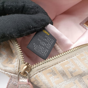 Pre-owned Fendi Zucchino Glitter Logo Pink Canvas 8BL068 handbag | stylenewstar