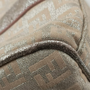 Pre-owned Fendi Zucchino Glitter Logo Pink Canvas 8BL068 handbag | stylenewstar
