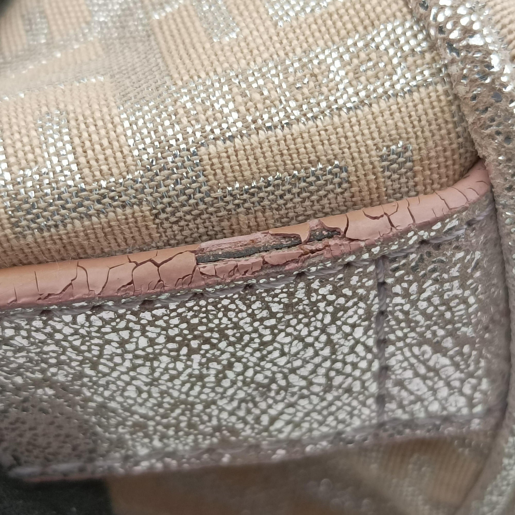Pre-owned Fendi Zucchino Glitter Logo Pink Canvas 8BL068 handbag | stylenewstar