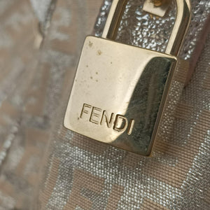 Pre-owned Fendi Zucchino Glitter Logo Pink Canvas 8BL068 handbag | stylenewstar
