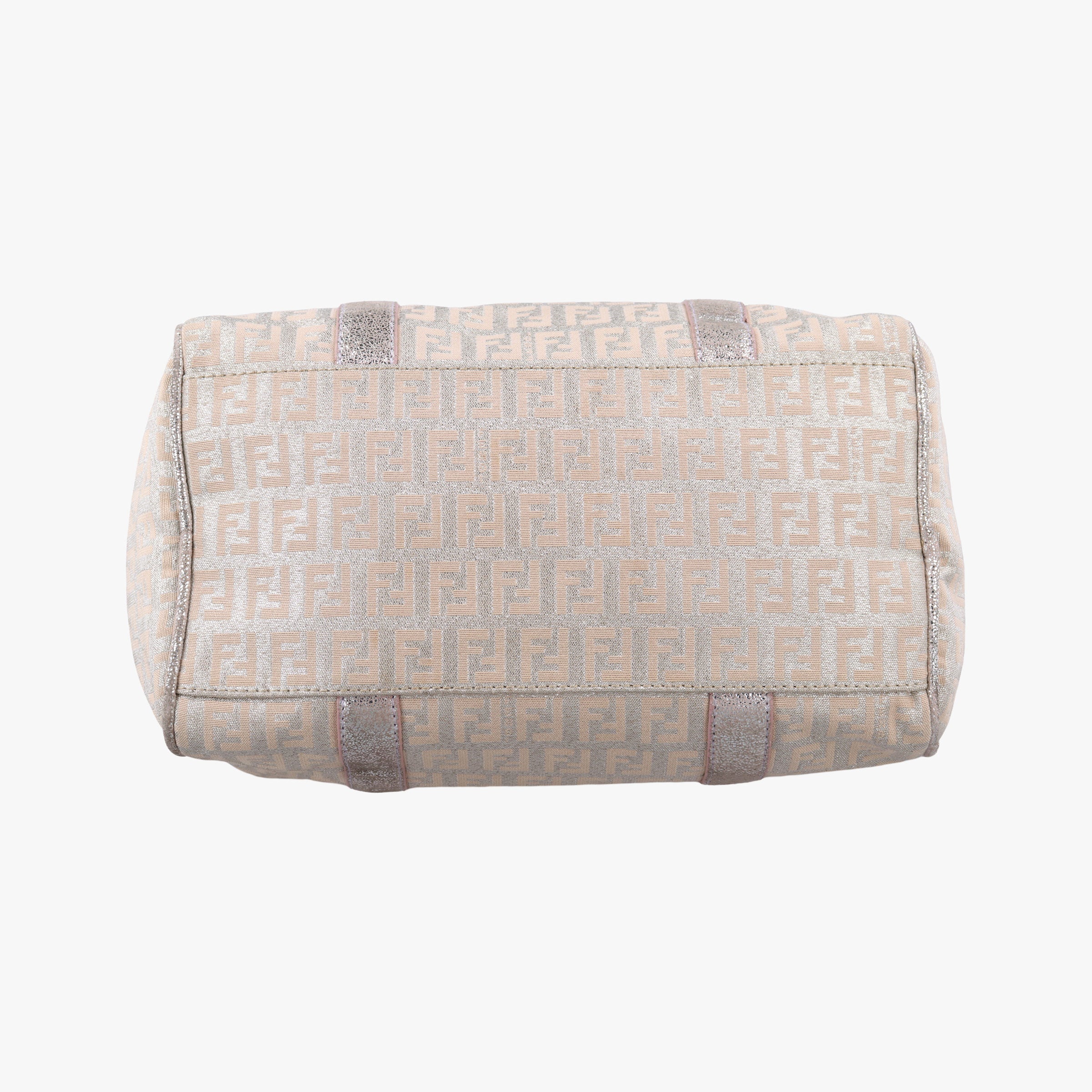 Pre-owned Fendi Zucchino Glitter Logo Pink Canvas 8BL068 handbag | stylenewstar