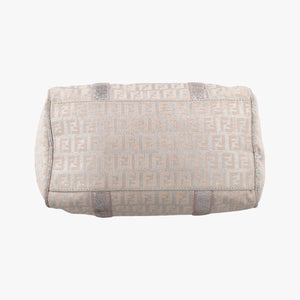 Pre-owned Fendi Zucchino Glitter Logo Pink Canvas 8BL068 handbag | stylenewstar