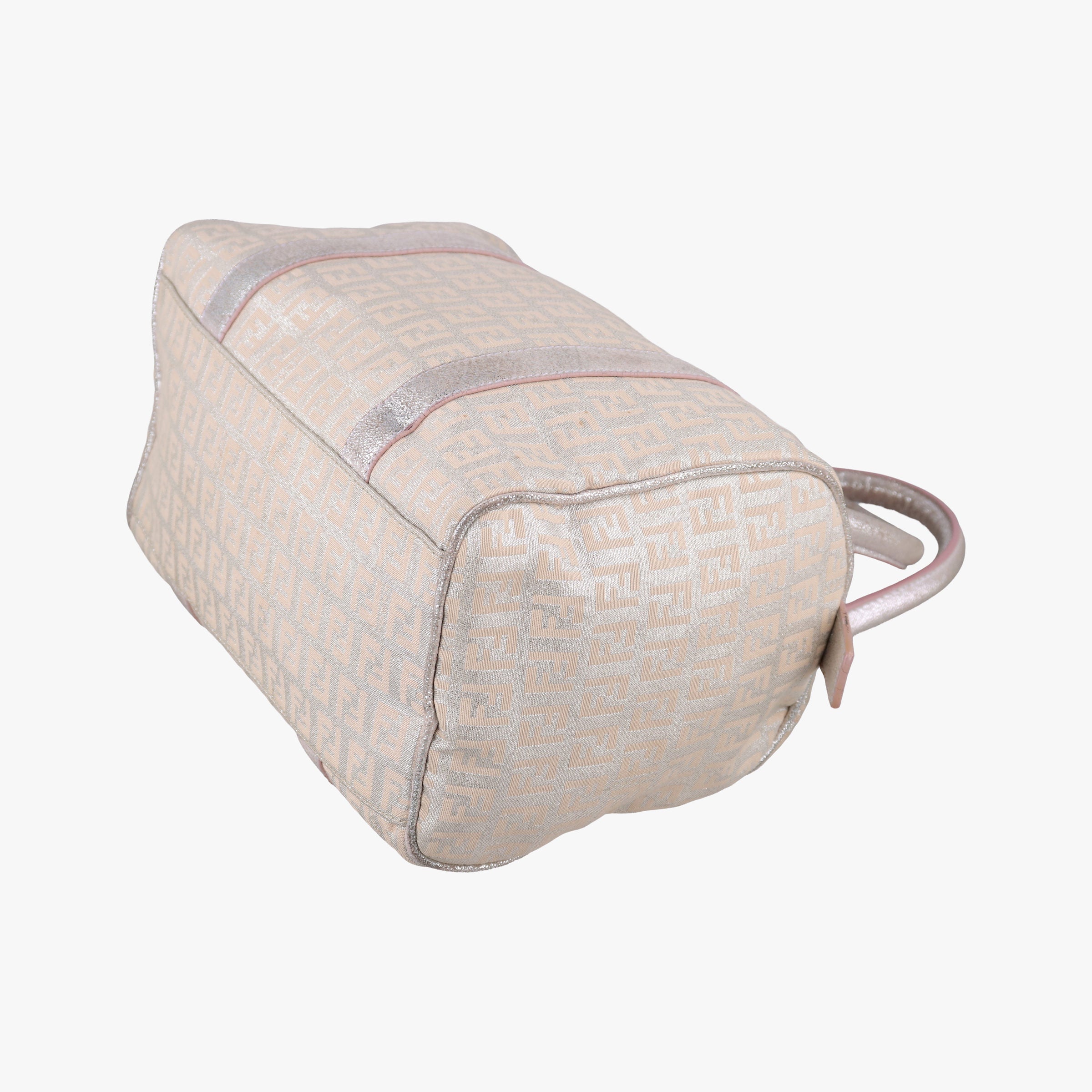 Pre-owned Fendi Zucchino Glitter Logo Pink Canvas 8BL068 handbag | stylenewstar