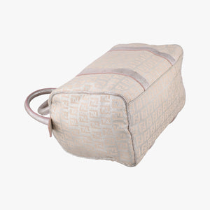 Pre-owned Fendi Zucchino Glitter Logo Pink Canvas 8BL068 handbag | stylenewstar