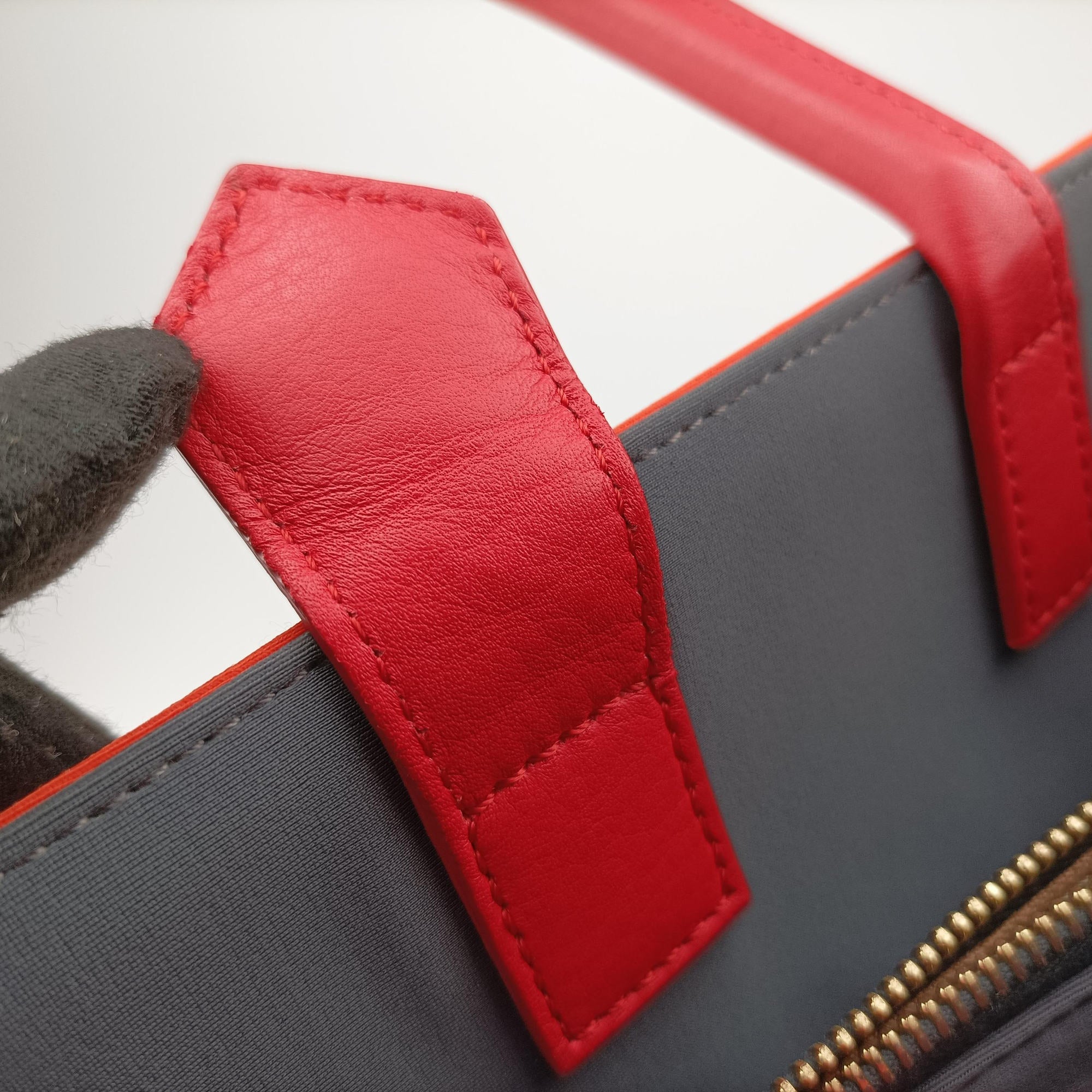 Pre-owned Fendi 2 JOURS Orange x Red fabric x Leather 8BH250 shoulderbag | stylenewstar