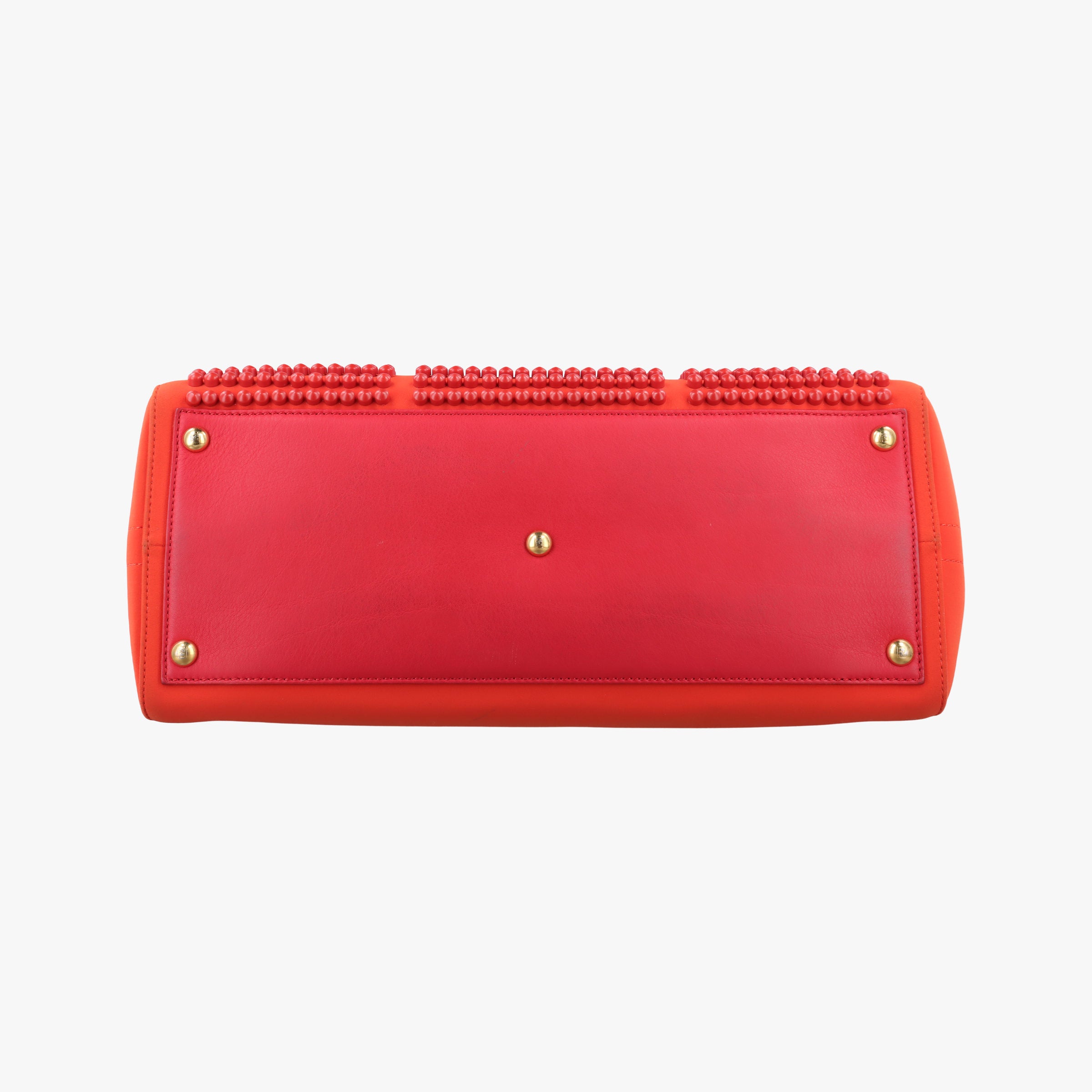 Pre-owned Fendi 2 JOURS Orange x Red fabric x Leather 8BH250 shoulderbag | stylenewstar