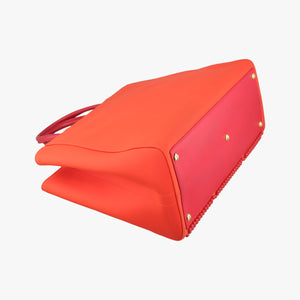 Pre-owned Fendi 2 JOURS Orange x Red fabric x Leather 8BH250 shoulderbag | stylenewstar