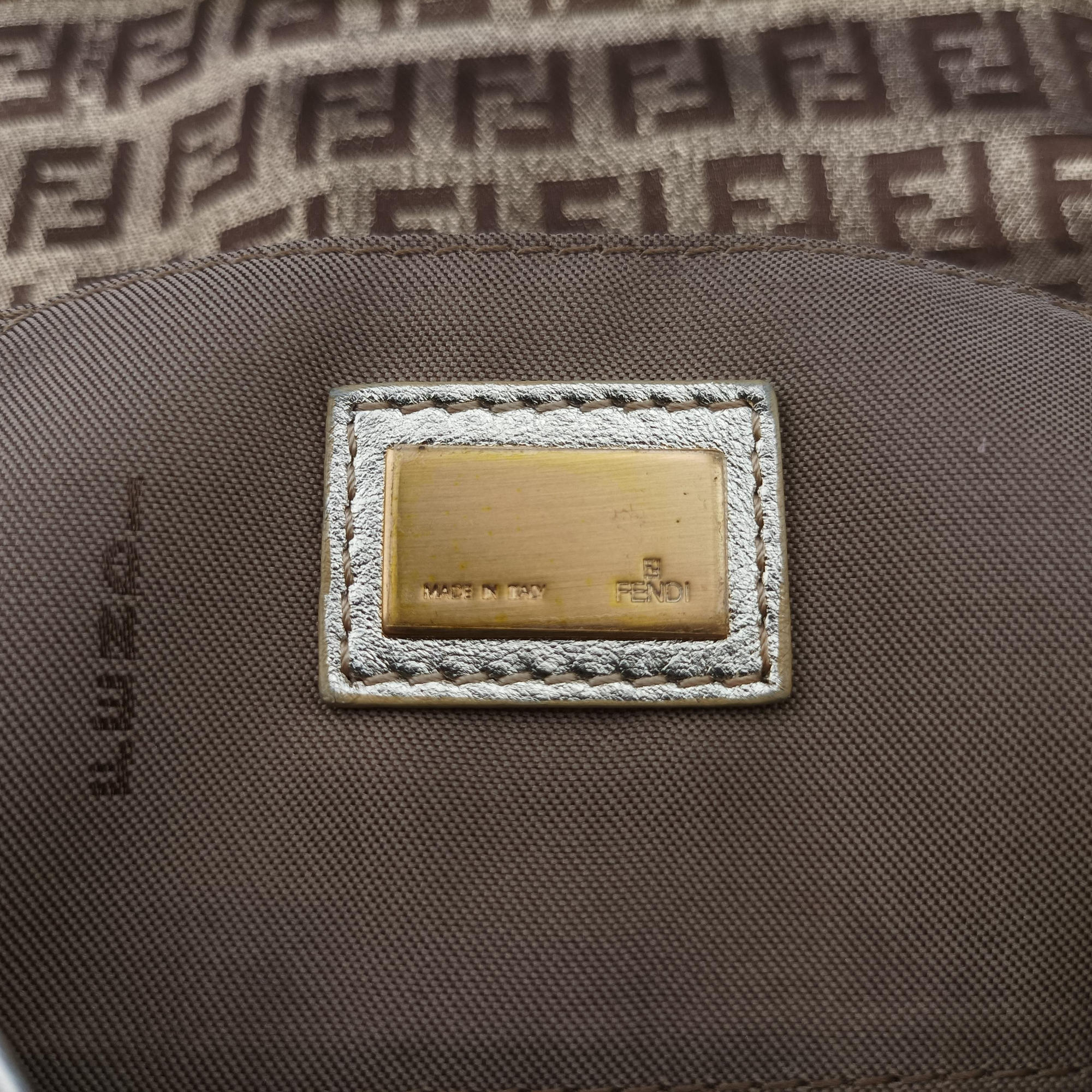 Pre-owned Fendi Zucchino Borsa golden×Multicolour canvas×leather 8BR429 shoulderbag | stylenewstar