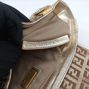 Pre-owned Fendi Zucchino Borsa golden×Multicolour canvas×leather 8BR429 shoulderbag | stylenewstar