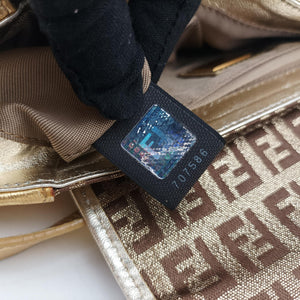 Pre-owned Fendi Zucchino Borsa golden×Multicolour canvas×leather 8BR429 shoulderbag | stylenewstar