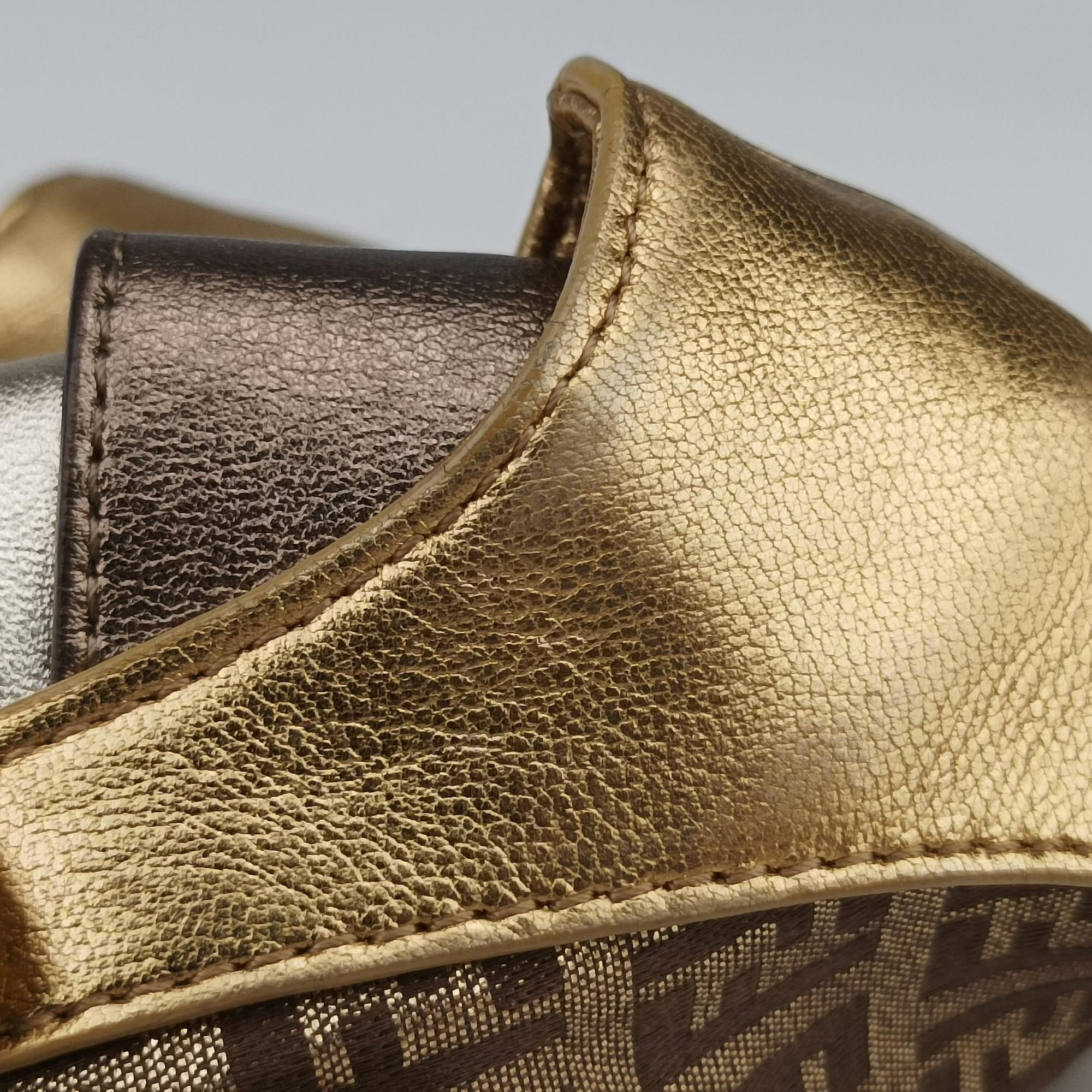 Pre-owned Fendi Zucchino Borsa golden×Multicolour canvas×leather 8BR429 shoulderbag | stylenewstar