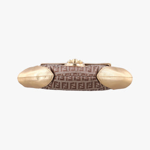 Pre-owned Fendi Zucchino Borsa golden×Multicolour canvas×leather 8BR429 shoulderbag | stylenewstar