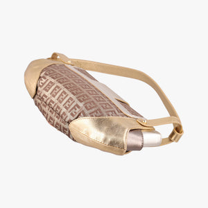 Pre-owned Fendi Zucchino Borsa golden×Multicolour canvas×leather 8BR429 shoulderbag | stylenewstar