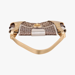 Pre-owned Fendi Zucchino Borsa golden×Multicolour canvas×leather 8BR429 shoulderbag | stylenewstar