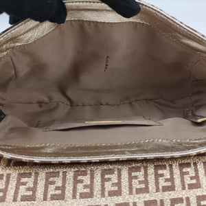 Pre-owned Fendi Zucchino Borsa golden×Multicolour canvas×leather 8BR429 shoulderbag | stylenewstar