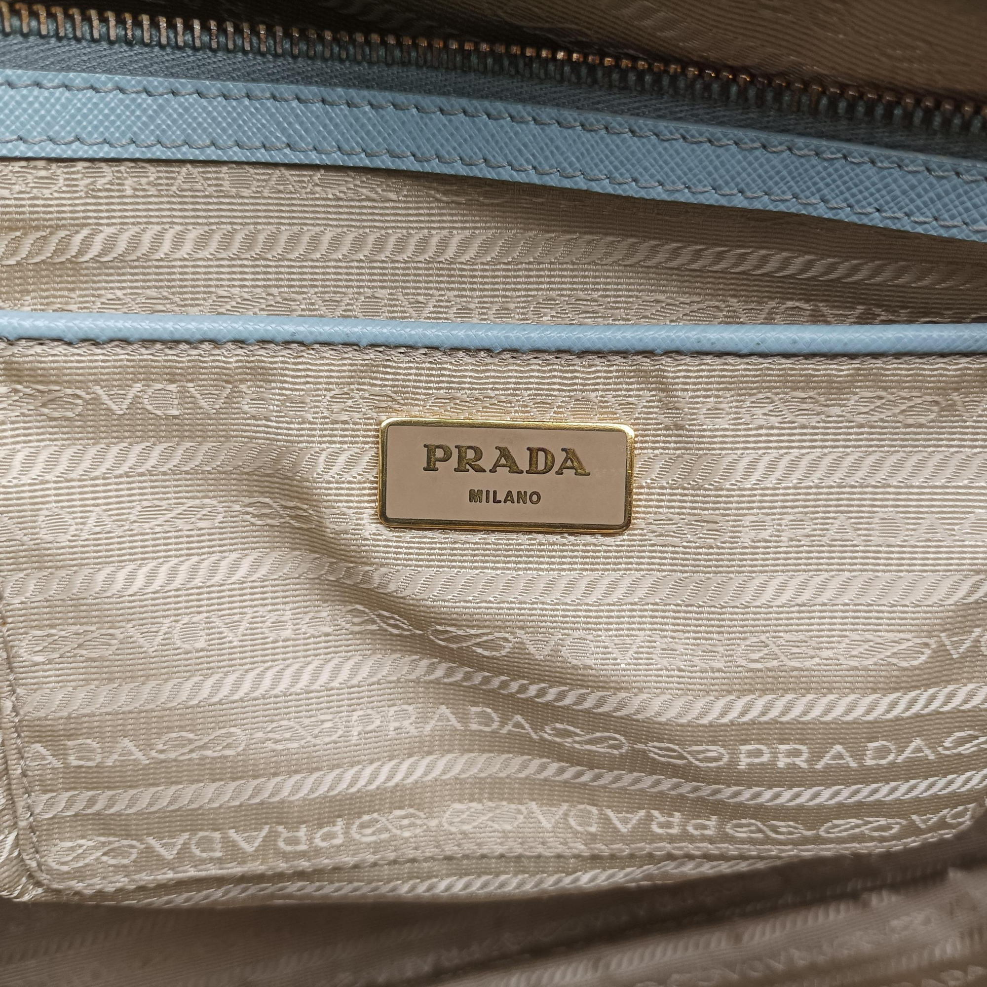 Pre-owned Prada Galleria Blue SAFFIANO Leather BN2274 handbag | stylenewstar