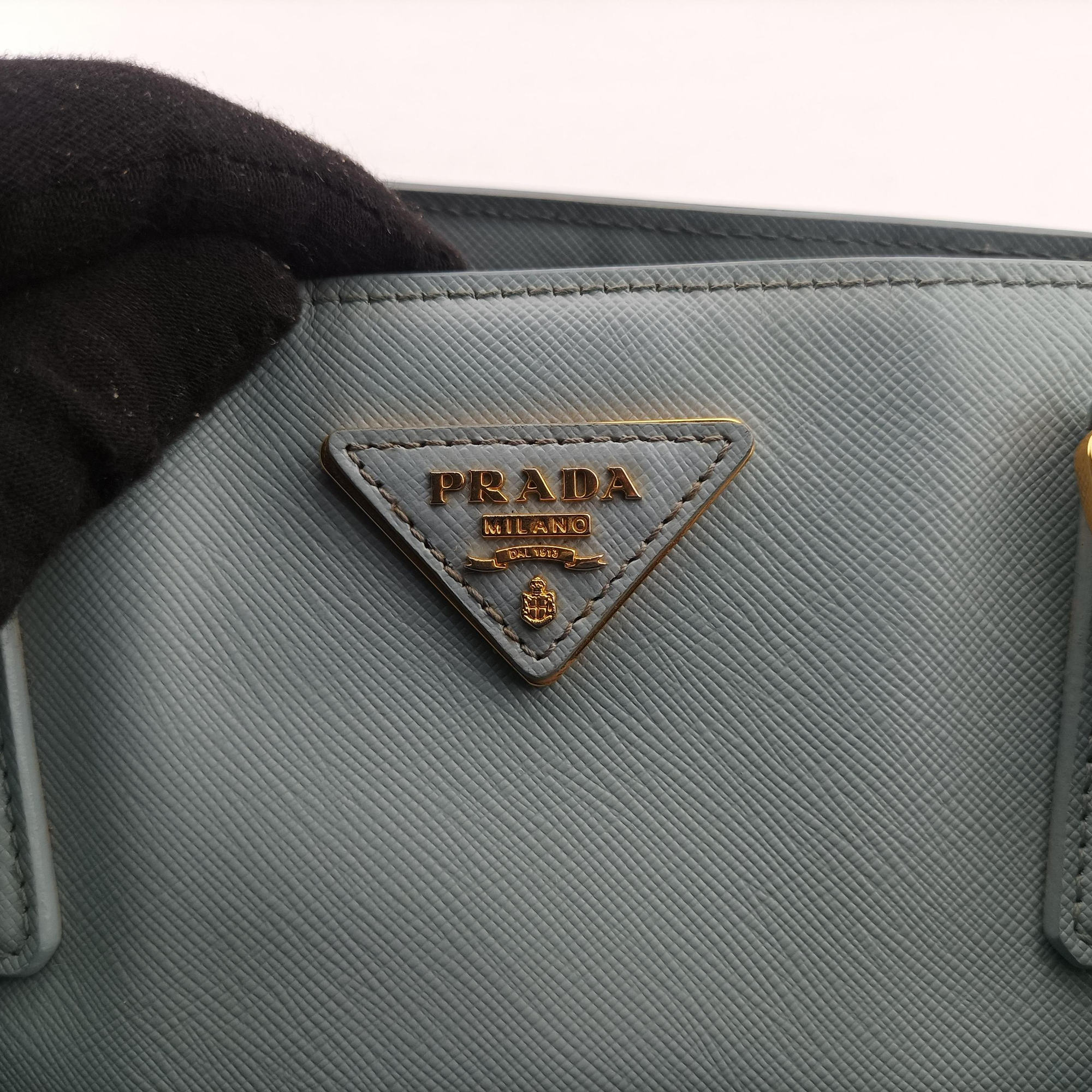 Pre-owned Prada Galleria Blue SAFFIANO Leather BN2274 handbag | stylenewstar