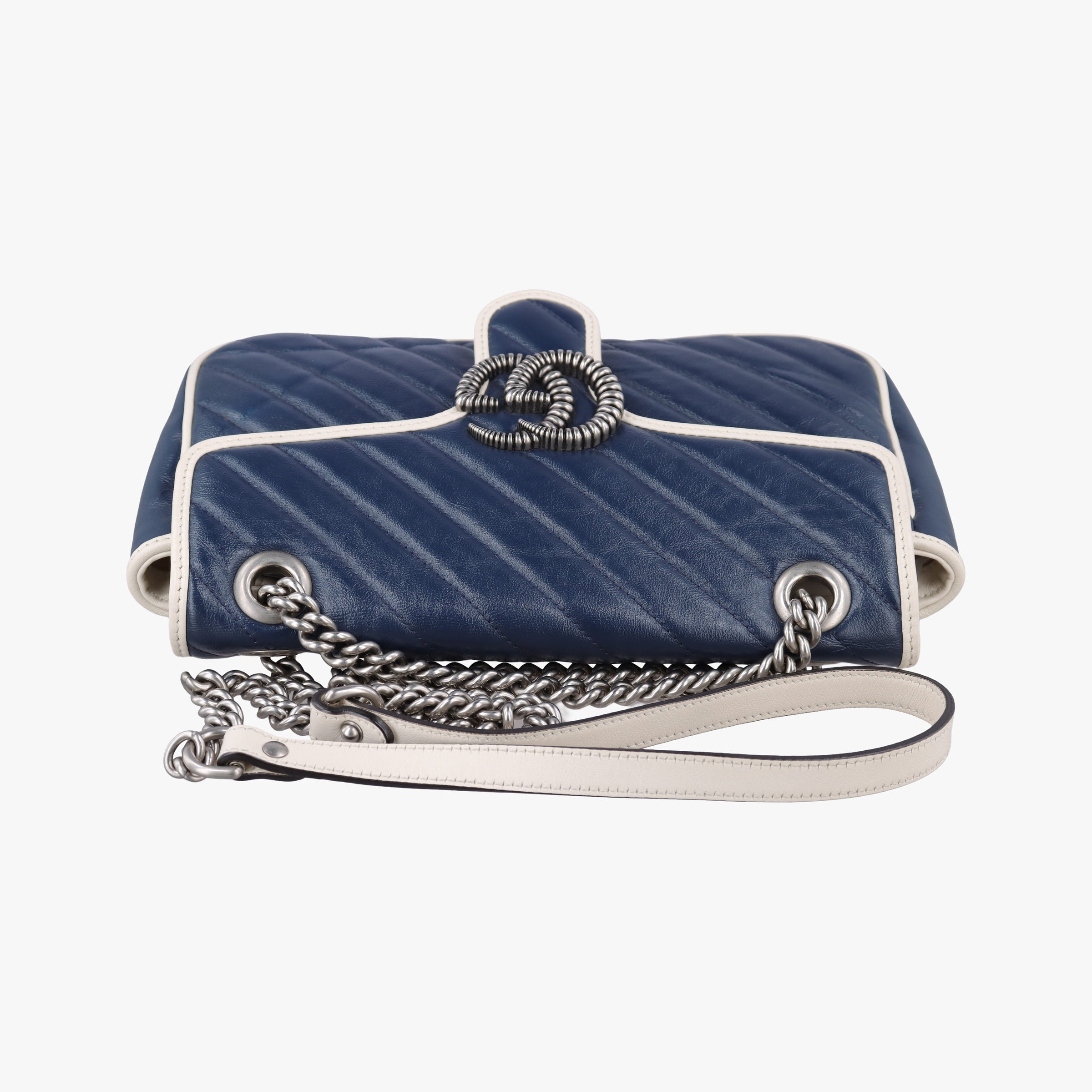 Pre-owned Gucci GG Marmont Blue Leather 443497 shoulderbag | stylenewstar