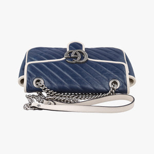 Pre-owned Gucci GG Marmont Blue Leather 443497 shoulderbag | stylenewstar