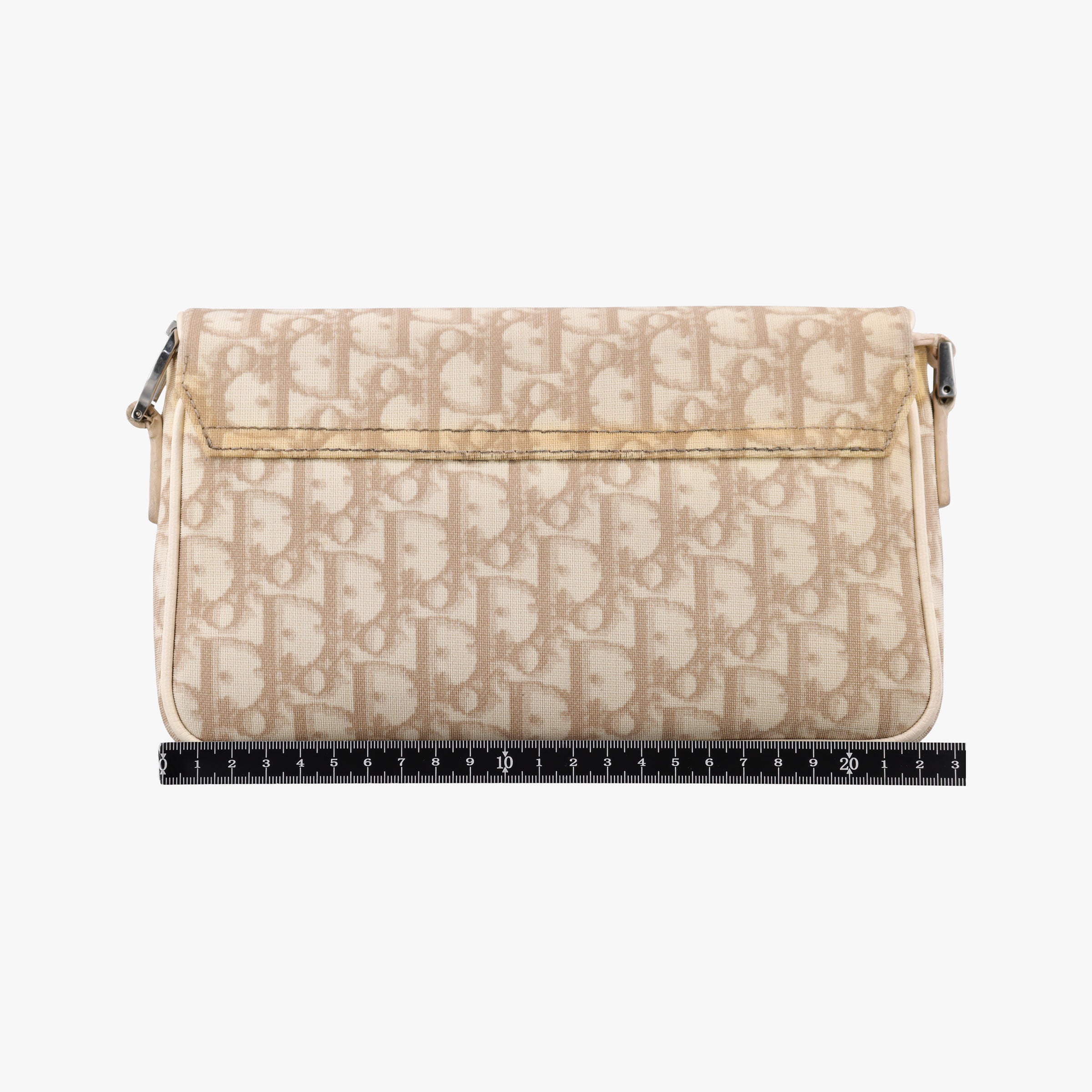 Pre-owned Christian Dior Trotter Flower Beige PVC Coated Canvas Floral Embroidery  shoulderbag | stylenewstar