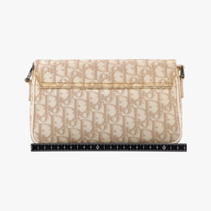 Pre-owned Christian Dior Trotter Flower Beige PVC Coated Canvas Floral Embroidery  shoulderbag | stylenewstar
