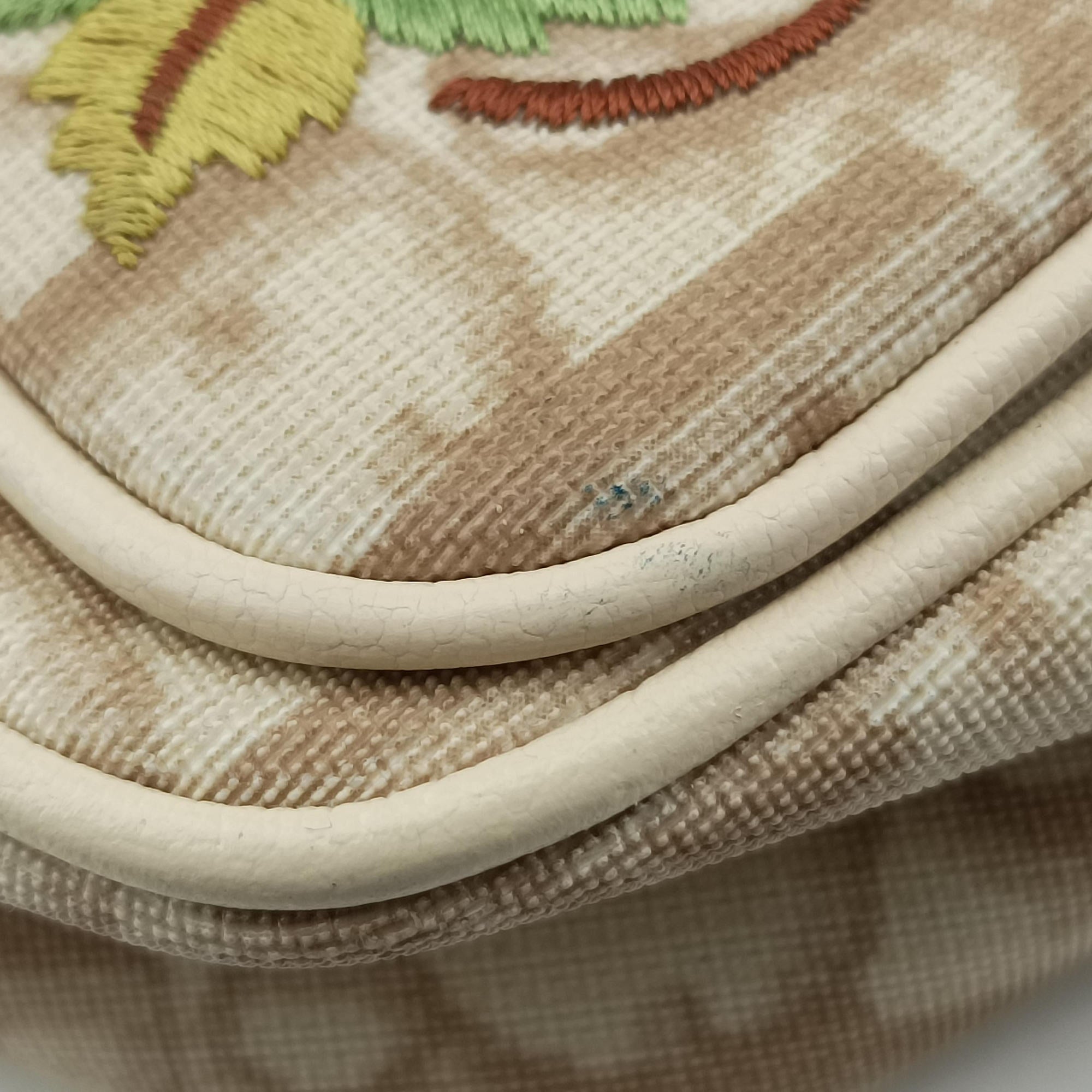 Pre-owned Christian Dior Trotter Flower Beige PVC Coated Canvas Floral Embroidery  shoulderbag | stylenewstar