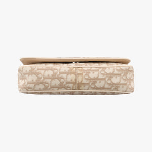 Pre-owned Christian Dior Trotter Flower Beige PVC Coated Canvas Floral Embroidery  shoulderbag | stylenewstar