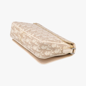 Pre-owned Christian Dior Trotter Flower Beige PVC Coated Canvas Floral Embroidery  shoulderbag | stylenewstar
