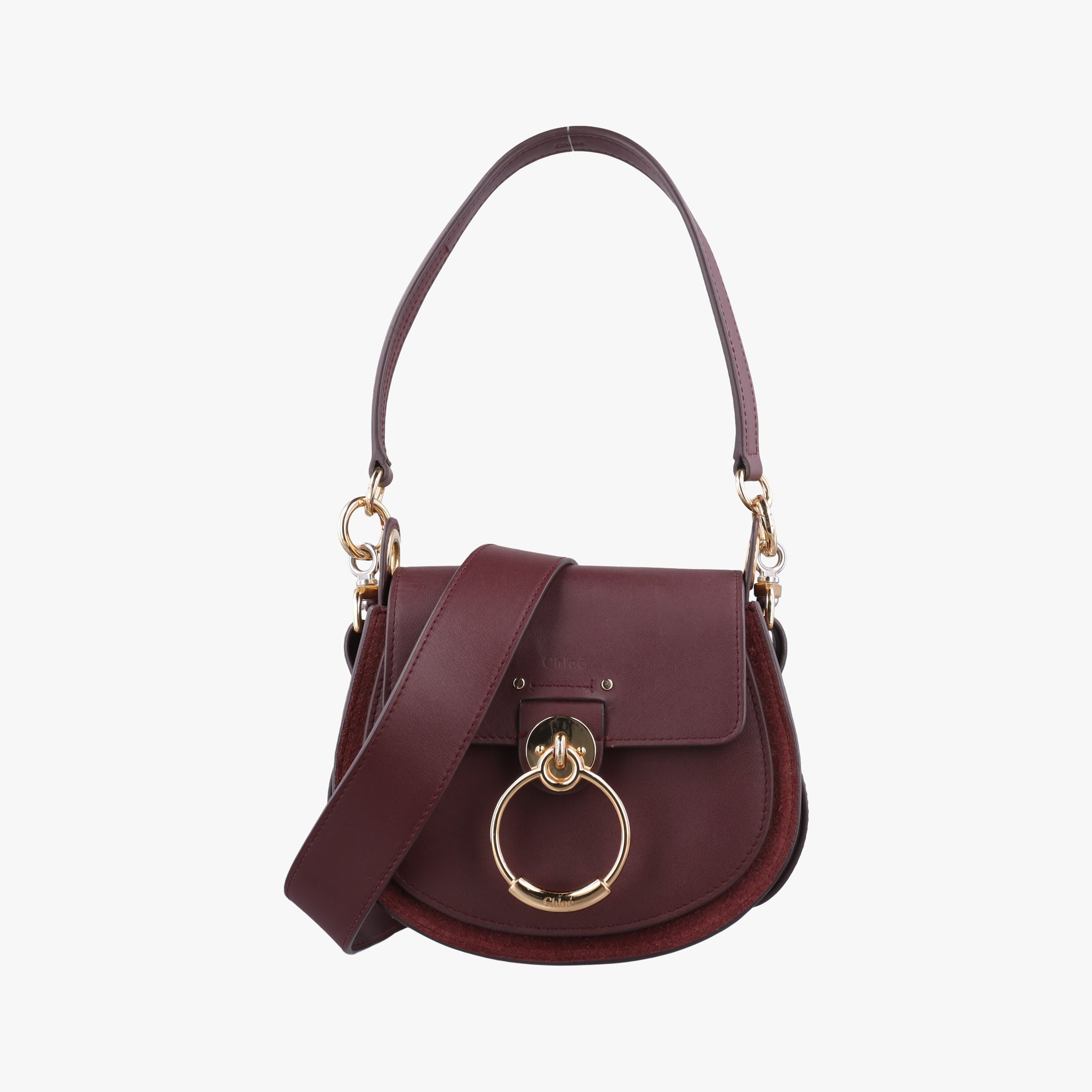 Pre-owned Chloe Tess Burgundy Leather × Suede  shoulderbag | stylenewstar