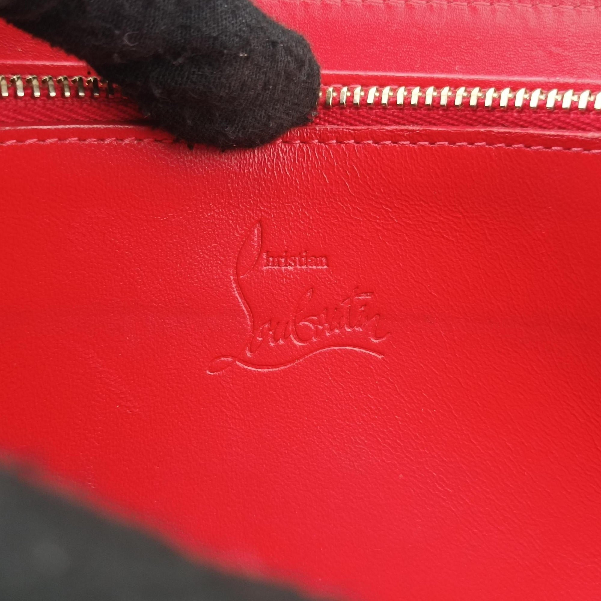 Pre-owned Christian Louboutin Studded Panettone Black Leather  clutchbag | stylenewstar