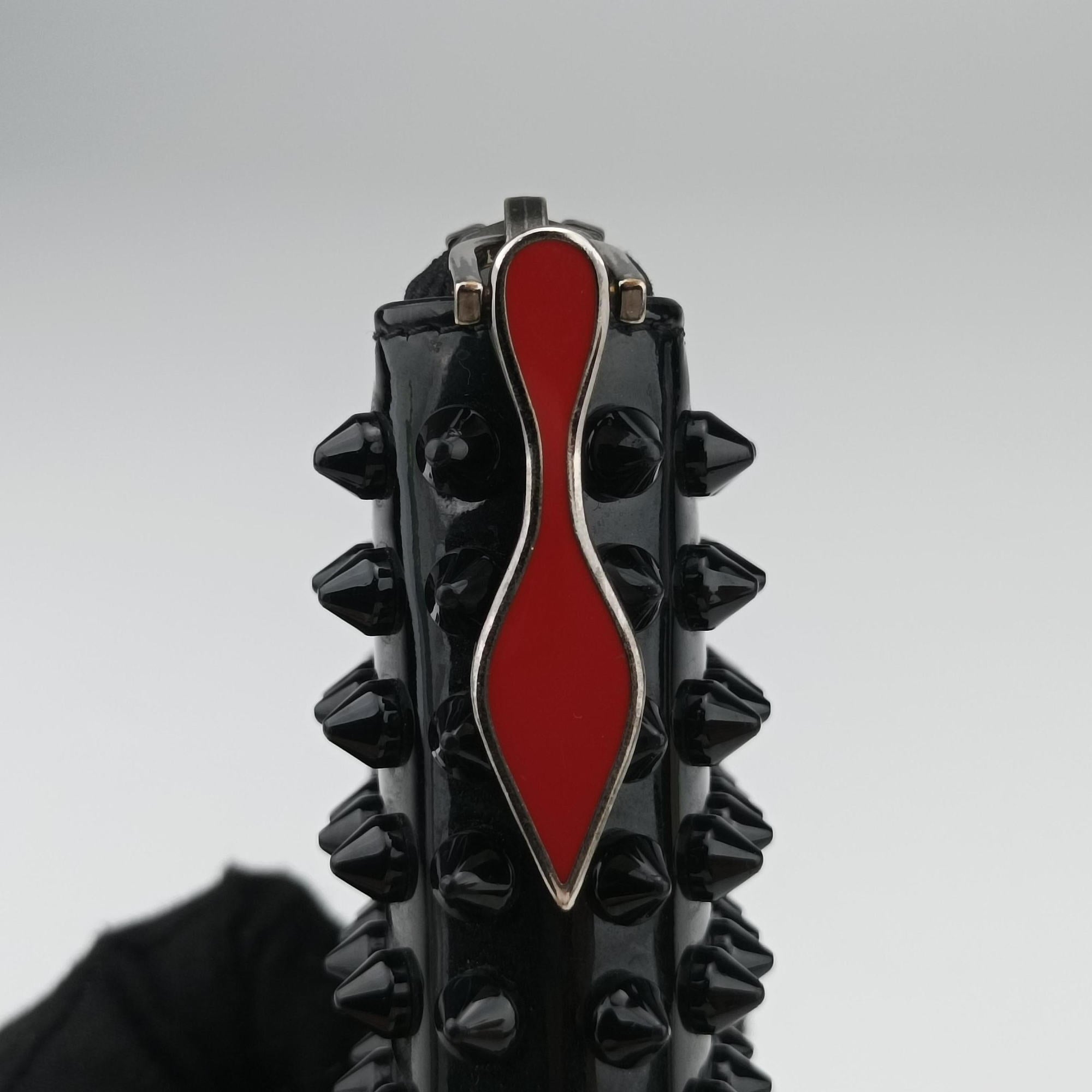 Pre-owned Christian Louboutin Studded Panettone Black Leather  clutchbag | stylenewstar