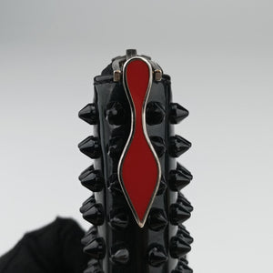 Pre-owned Christian Louboutin Studded Panettone Black Leather  clutchbag | stylenewstar