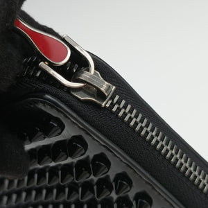 Pre-owned Christian Louboutin Studded Panettone Black Leather  clutchbag | stylenewstar