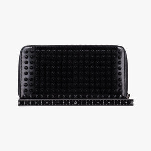 Pre-owned Christian Louboutin Studded Panettone Black Leather  clutchbag | stylenewstar