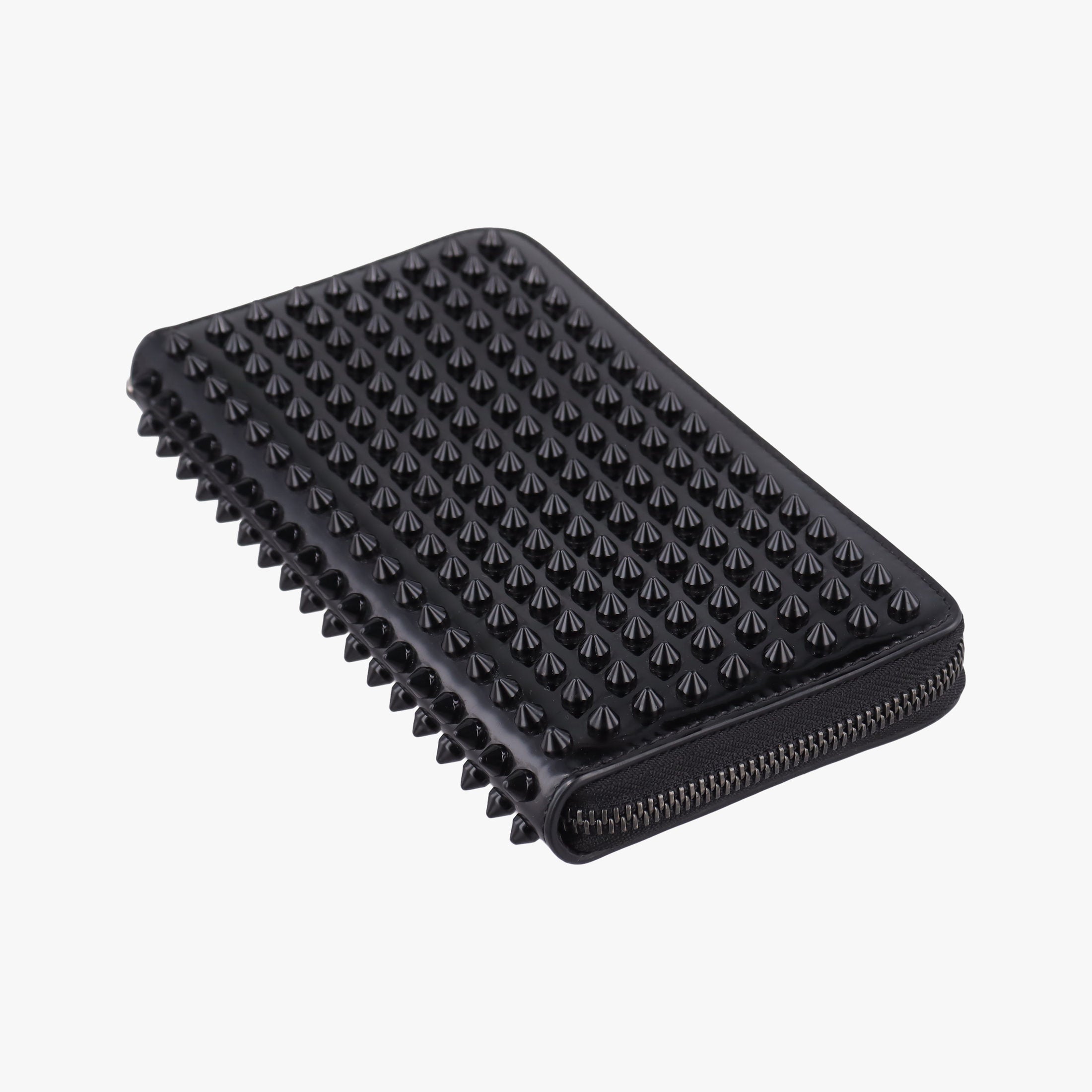 Pre-owned Christian Louboutin Studded Panettone Black Leather  clutchbag | stylenewstar