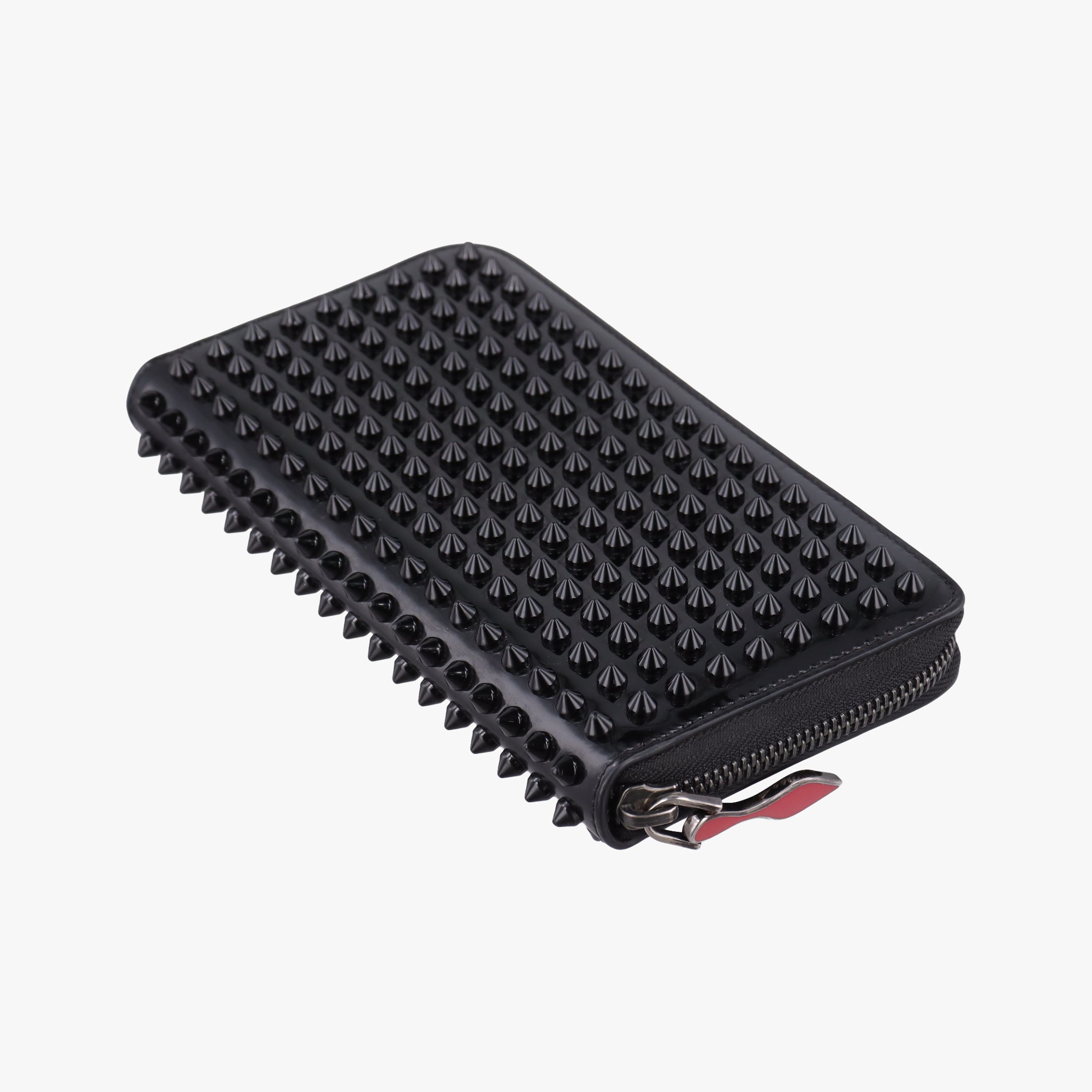 Pre-owned Christian Louboutin Studded Panettone Black Leather  clutchbag | stylenewstar