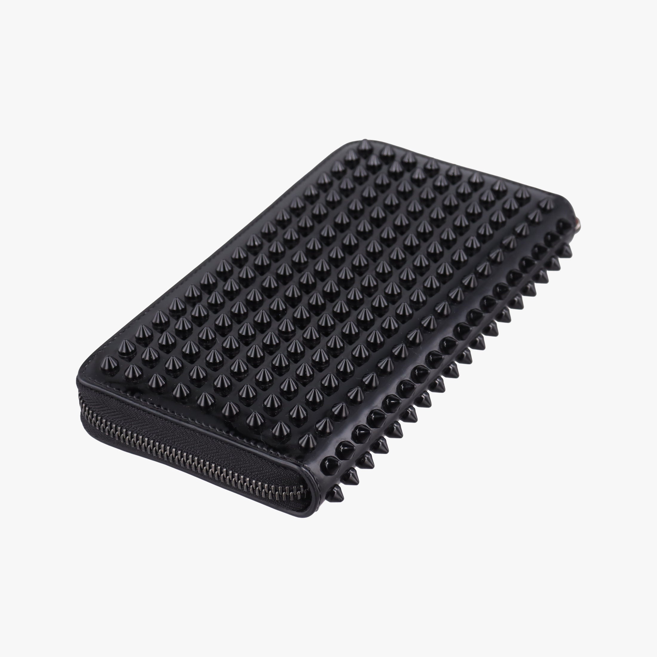 Pre-owned Christian Louboutin Studded Panettone Black Leather  clutchbag | stylenewstar