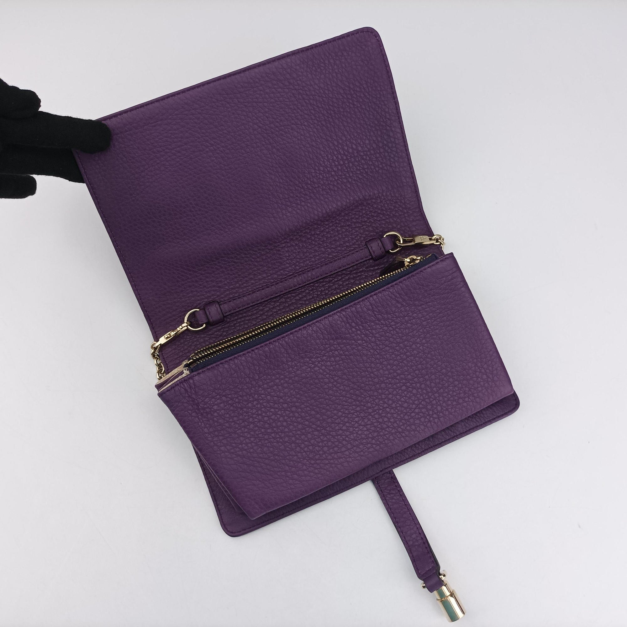 Pre-owned Gucci Broadway Purple Leather 283061 shoulderbag | stylenewstar