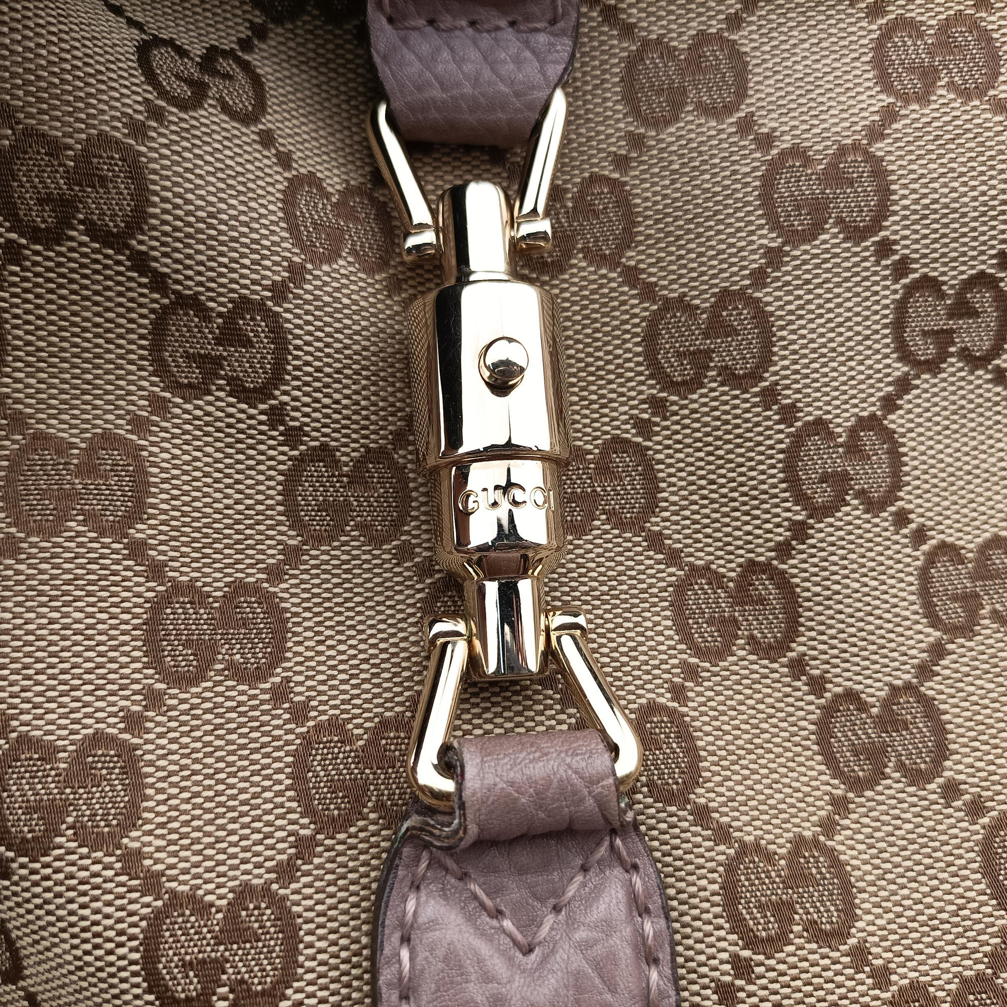 Pre-owned Gucci New Jackie Beige x Brown Canvas×Leather 246907 shoulderbag | stylenewstar