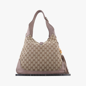 Pre-owned Gucci New Jackie Beige x Brown Canvas×Leather 246907 shoulderbag | stylenewstar