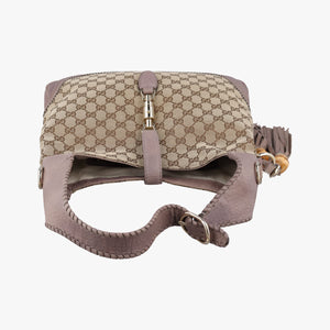 Pre-owned Gucci New Jackie Beige x Brown Canvas×Leather 246907 shoulderbag | stylenewstar