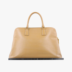 Pre-owned Prada Pyramid Beige Patent BL0808 handbag | stylenewstar