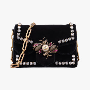 Pre-owned Gucci Broadway Black velour 489218 shoulderbag | stylenewstar